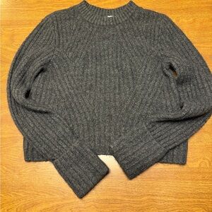 H&M Charcoal Ribbed Crew Neck Sweater